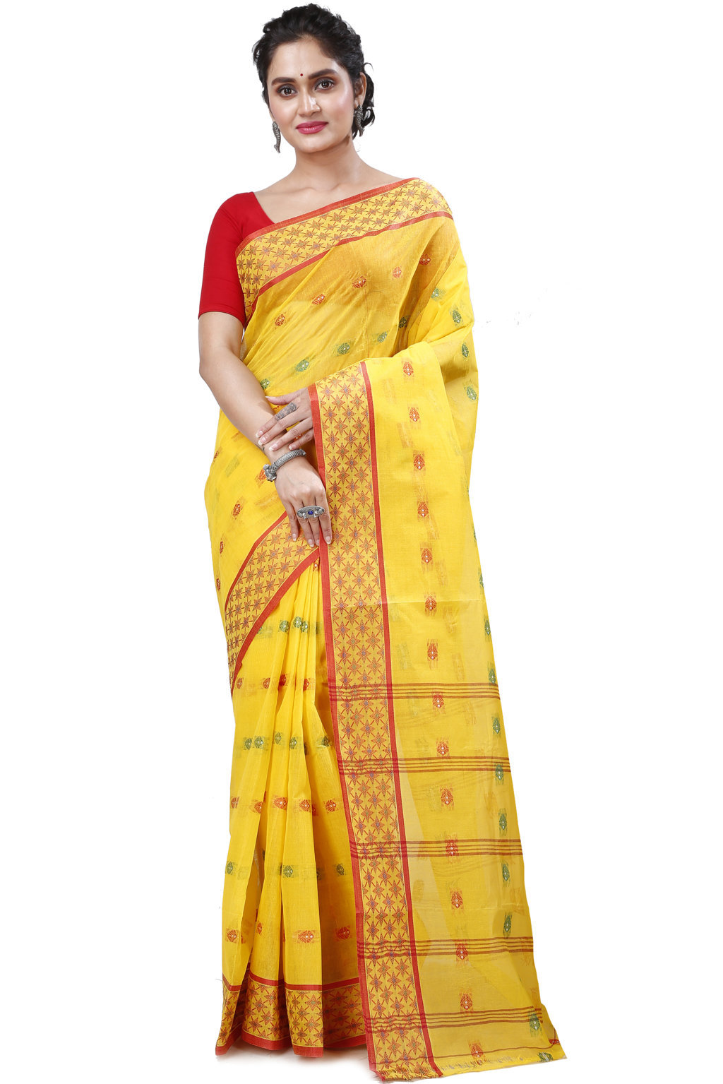 Yellow Pure Cotton Reese Tant Saree (971)